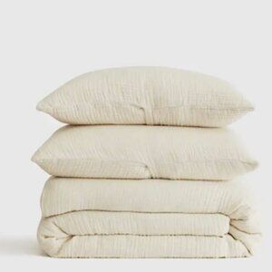 Quince 100% Organic Cotton Luxury Duvet Cover Set King/Cal King Ivory NWOT #6